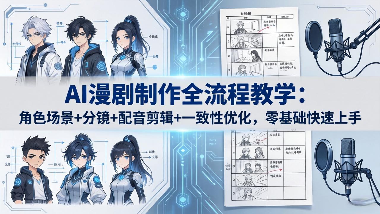 AI漫剧制作全流程教学：角色场景+分镜+配音剪辑+一致性优化，零基础快速上手-副业终点站