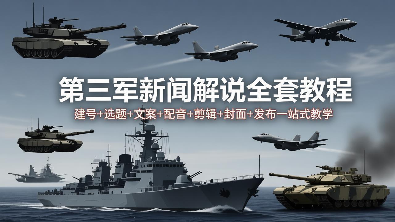 第三军迷新闻解说全套教程：建号+选题+文案+配音+剪辑+封面+发布一站式教学-副业终点站