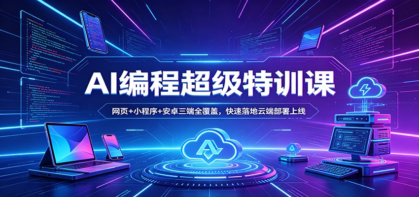 AI编程超级特训课：网页+小程序+安卓三端全覆盖，快速落地云端部署上线-副业终点站