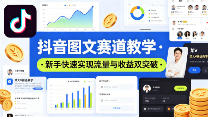 抖音图文赛道教学，某大V精选教学，新手也能快速实现流量与收益双突破-副业终点站