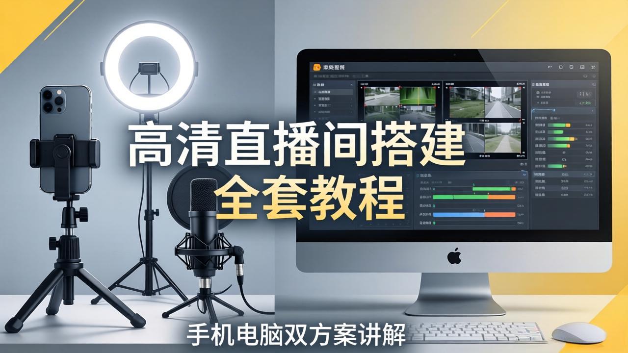 高清直播间搭建全套教程，手机电脑双方案讲解，设备选型调试多机位实操教学-副业终点站