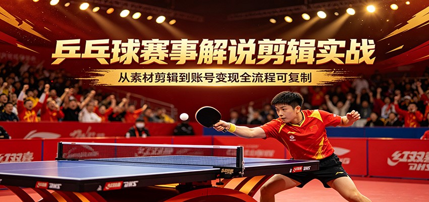 乒乓球赛事解说剪辑实战，从素材剪辑到账号变现全流程可复制-副业终点站