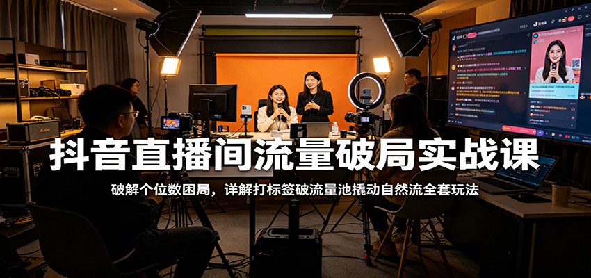 抖音直播间流量破局实战课：破解个位数困局，详解打标签破流量池撬动自然流全套玩法-副业终点站