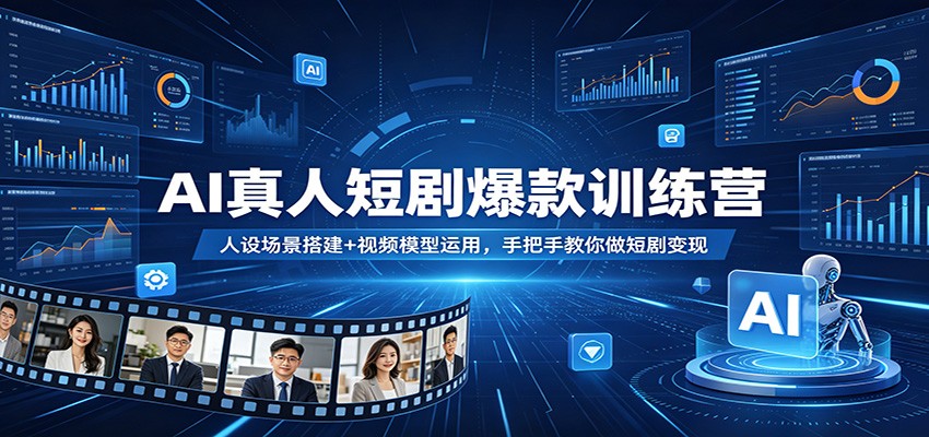 AI真人短剧爆款训练营：人设场景搭建+视频模型运用，手把手教你做短剧变现-副业终点站