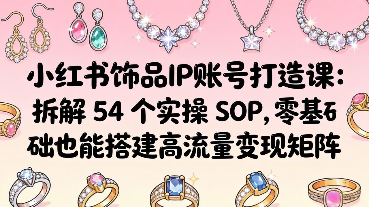 小红书饰品IP账号打造课：拆解 54 个实操 SOP，零基础也能搭建高流量变现矩阵-副业终点站