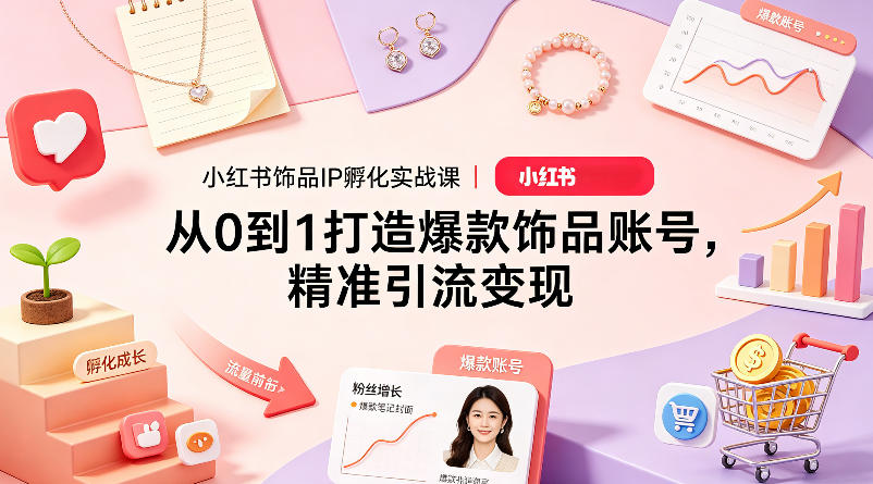 小红书饰品IP孵化实战课｜从0到1打造爆款饰品账号，精准引流变现-副业终点站