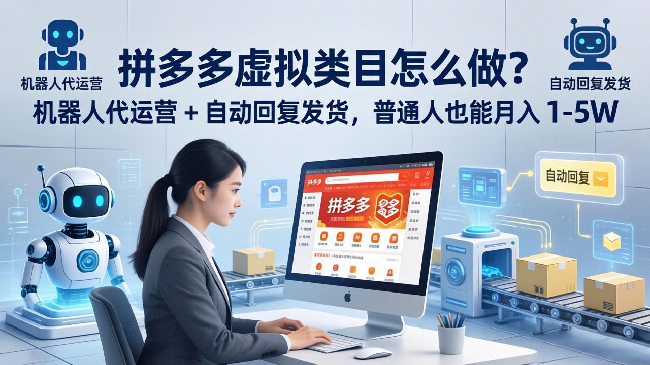 拼多多虚拟类目怎么做？机器人代运营 + 自动回复发货，普通人也能月入 1-5W-副业终点站