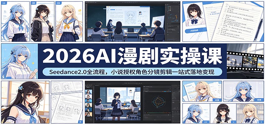 2026AI漫剧实操课：Seedance2.0全流程，小说授权角色分镜剪辑一站式落地变现-副业终点站