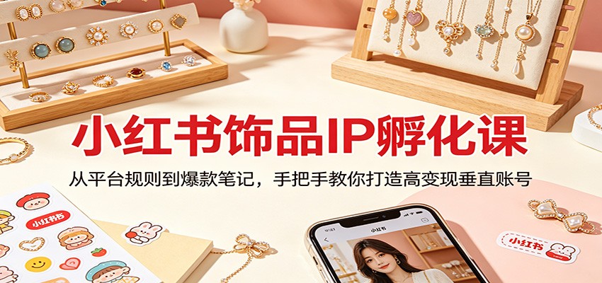 小红书饰品IP孵化课：从平台规则到爆款笔记，手把手教你打造高变现垂直账号-副业终点站