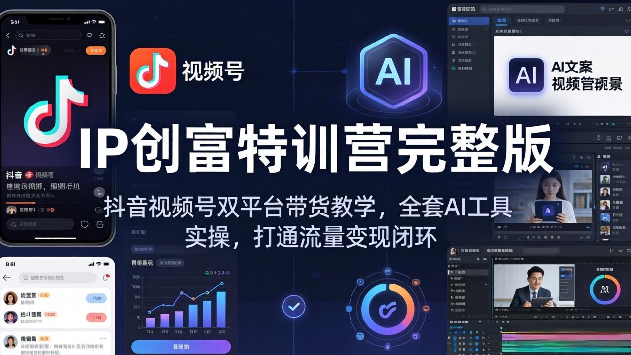 IP创富特训营完整版：抖音视频号双平台带货教学，全套AI工具实操，打通流量变现闭环-副业终点站