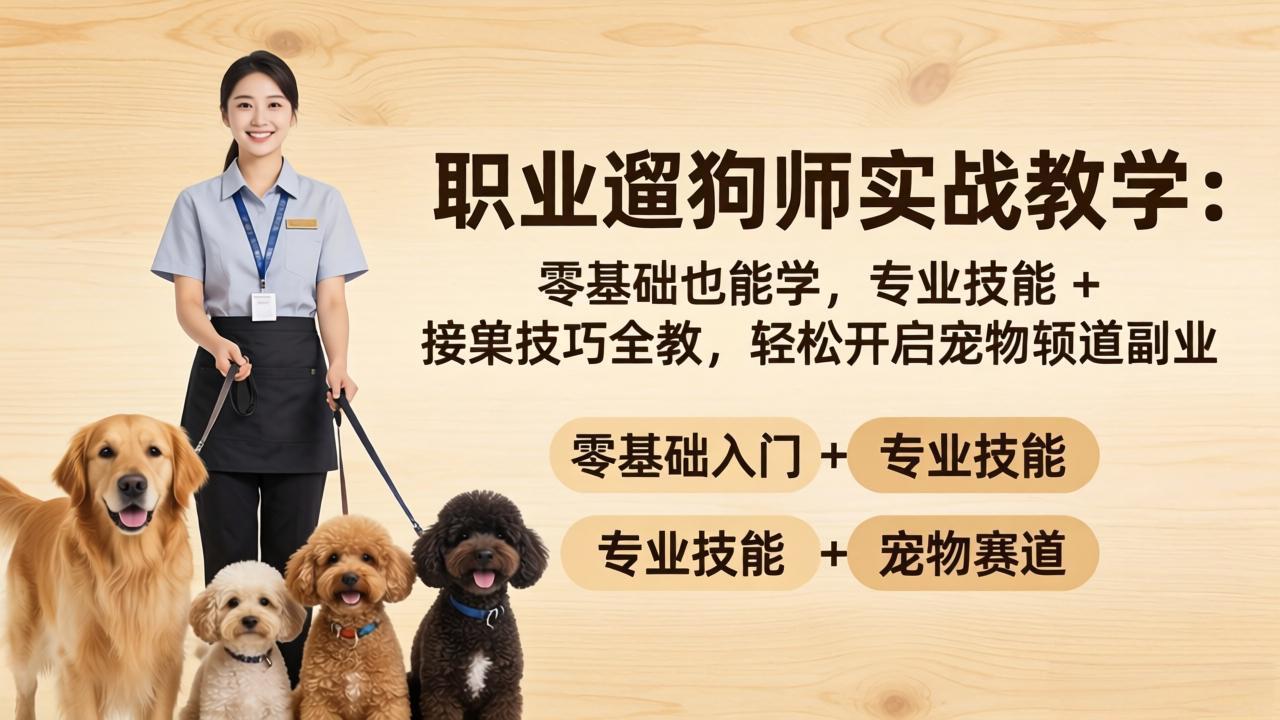 职业遛狗师实战教学：零基础也能学，专业技能 + 接单技巧全教，轻松开启宠物赛道副业-副业终点站