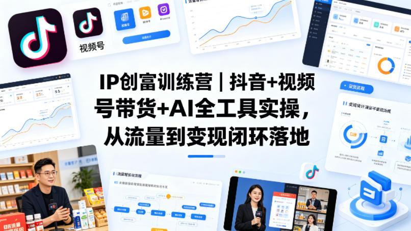 IP创富训练营｜抖音+视频号带货+AI全工具实操，从流量到变现闭环落地-副业终点站