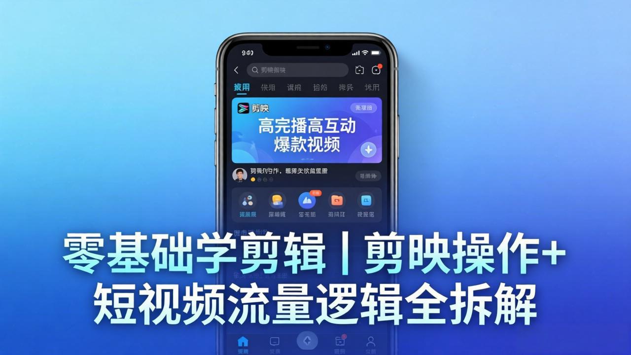 【零基础学剪辑】剪映操作+短视频流量逻辑全拆解｜手把手教你剪出高完播高互动爆款视频-副业终点站