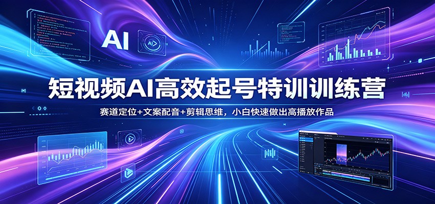 短视频AI高效起号特训训练营：赛道定位+文案配音+剪辑思维，小白快速做出高播放作品-副业终点站