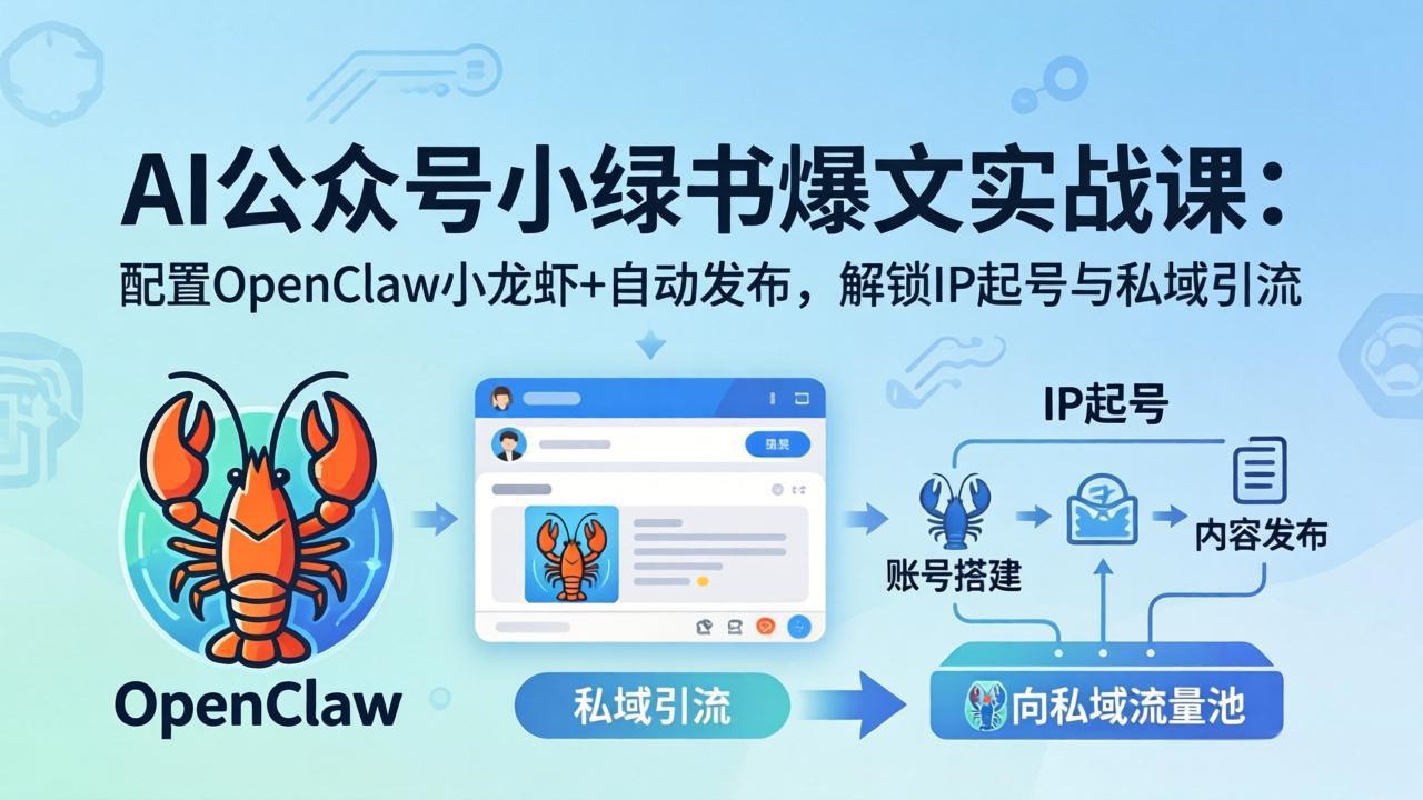 AI公众号小绿书变现实战课：小绿书爆文写作+OpenClaw自动发布，解锁IP起号与私域引流-副业终点站