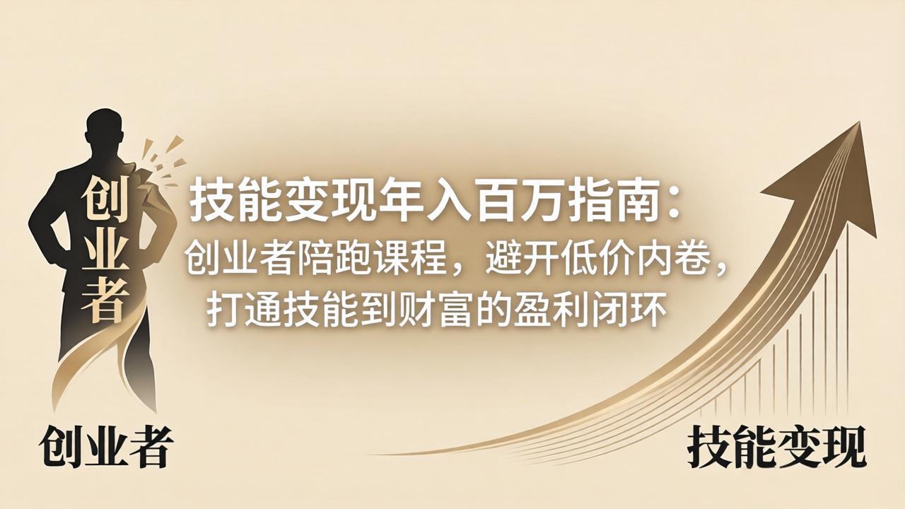 技能变现年入百万指南：创业者陪跑课程，避开低价内卷，打通技能到财富的盈利闭环-副业终点站