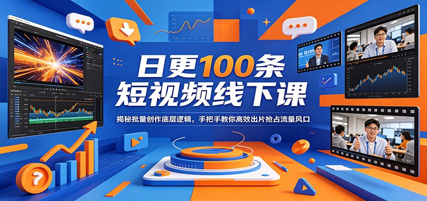 日更100条短视频线下课：揭秘批量创作底层逻辑，手把手教你高效出片抢占流量风口-副业终点站