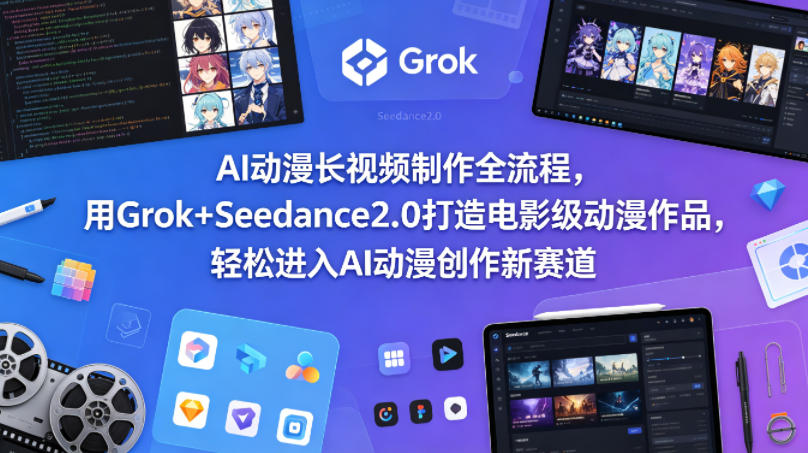 AI动漫长视频制作全流程，用Grok+Seedance2.0打造电影级动漫作品，轻松进入AI动漫创作新赛道-副业终点站