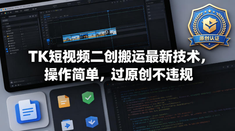 TK短视频二创搬运最新技术，操作简单，过原创不违规-副业终点站