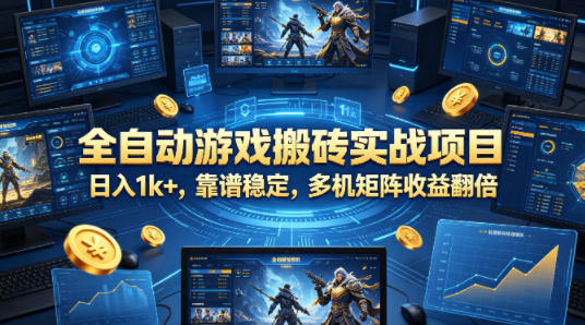 全自动游戏搬砖实战项目，日入1k+，靠谱稳定，多机矩阵收益翻倍【揭秘】-副业终点站