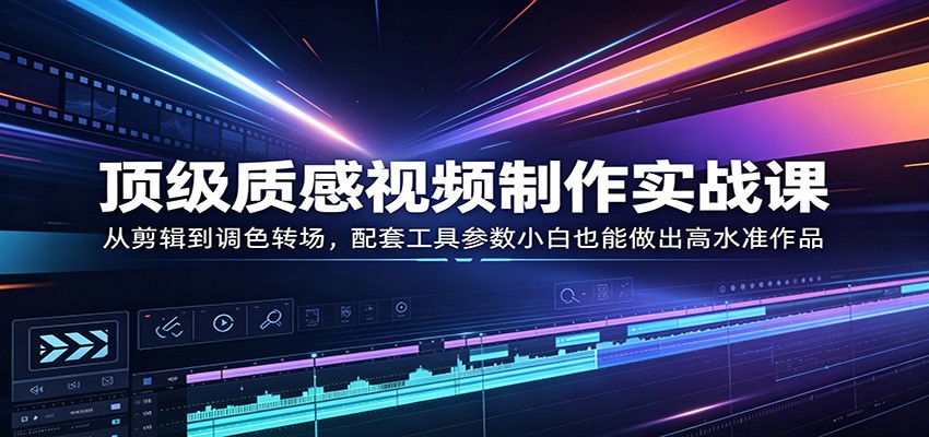 顶级质感视频制作实战课：从剪辑到调色转场，配套工具参数小白也能做出高水准作品-副业终点站
