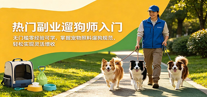 热门副业遛狗师入门，无门槛零经验可学，掌握宠物照料遛狗规范，轻松实现灵活增收-副业终点站