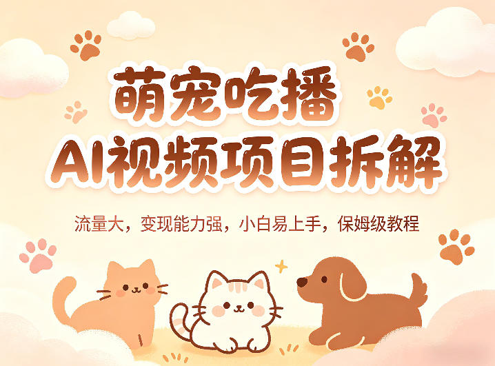 萌宠吃播AI视频项目拆解，流量大，变现能力强，小白易上手，保姆级教程-副业终点站