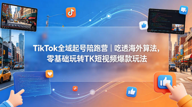 TikTok全域起号陪跑营｜吃透海外算法，零基础玩转TK短视频爆款玩法-副业终点站
