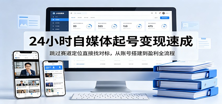 24小时自媒体起号变现速成，跳过赛道定位直接找对标，从账号搭建到盈利全流程-副业终点站