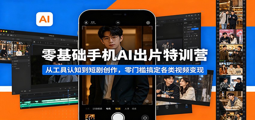 零基础手机AI出片特训营：从工具认知到短剧创作，零门槛搞定各类视频变现-副业终点站