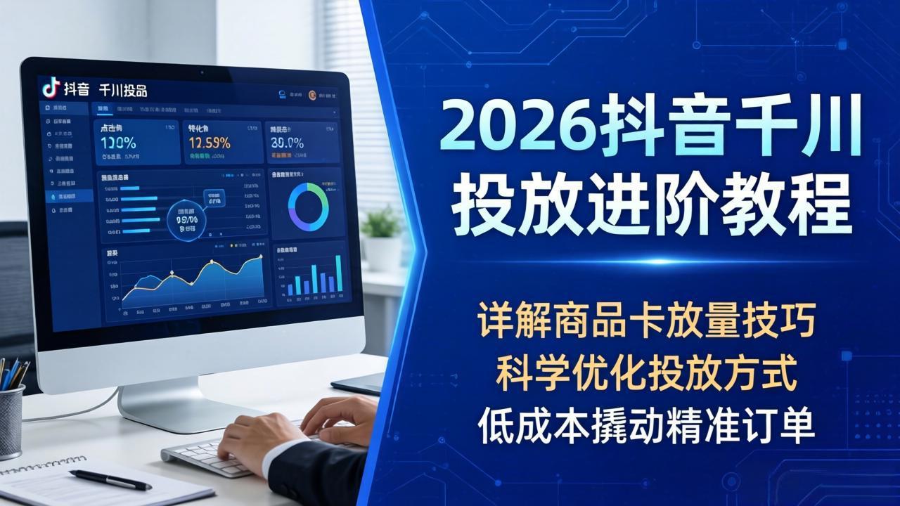 2026抖音千川投放进阶教程，详解商品卡放量技巧，科学优化投放方式，低成本撬动精准订单-副业终点站