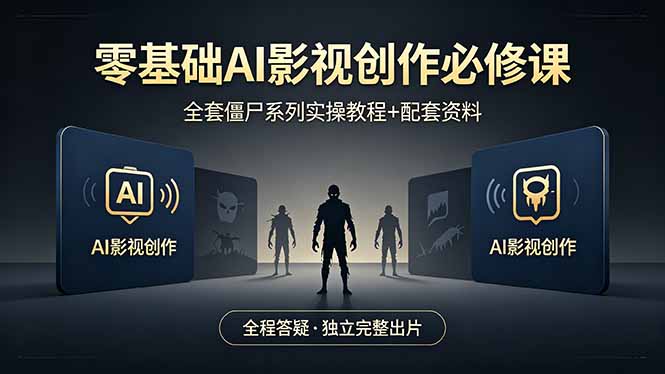 零基础AI影视创作必修课，全套僵尸系列实操教程加配套资料，全程答疑带你独立完整出片-副业终点站