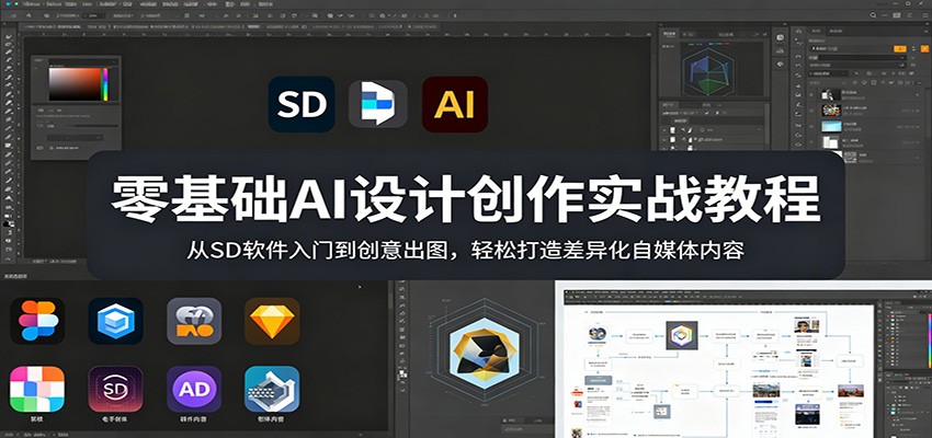 零基础AI设计创作实战教程：从SD软件入门到创意出图，轻松打造差异化自媒体内容-副业终点站