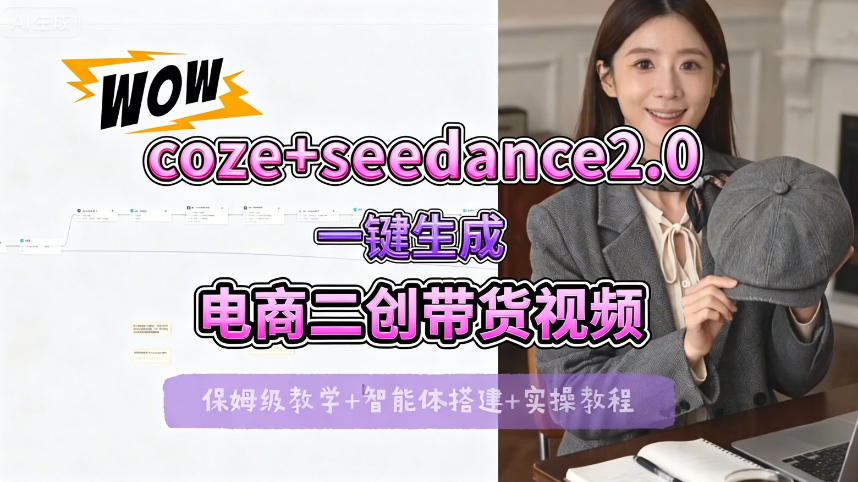 【Coze工作流搭建实操教程】seedance2.0+coze一键生成电商二创带货视频，全流程保姆级教学-副业终点站