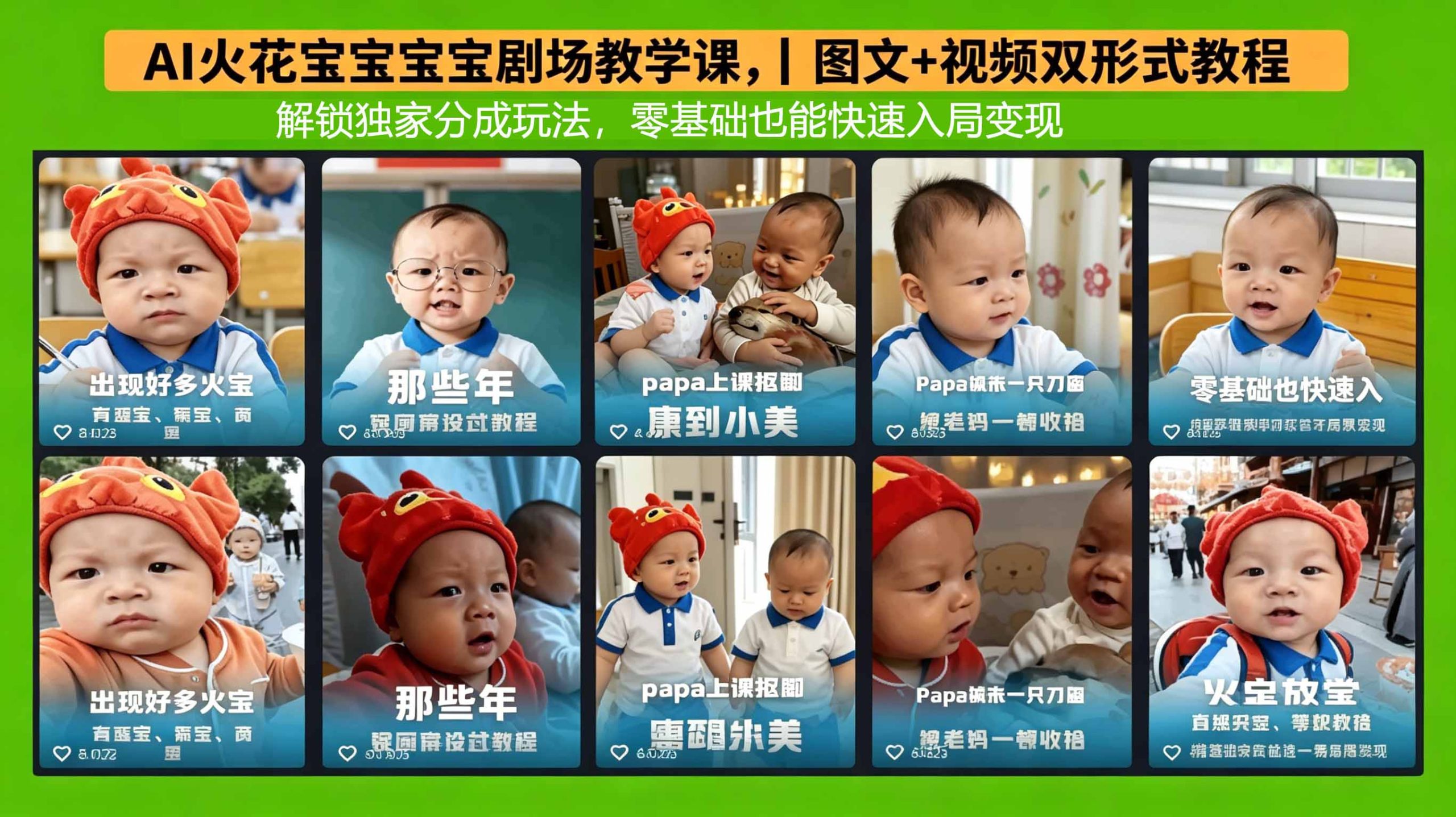 AI火花宝宝宝宝剧场教学课，图文+视频双形式教程，解锁独家分成玩法，零基础也能快速入局变现-副业终点站