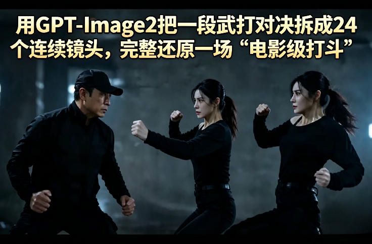 用GPT-Image2把一段武打对决拆成24个连续镜头，完整还原一场“电影级打斗”-副业终点站