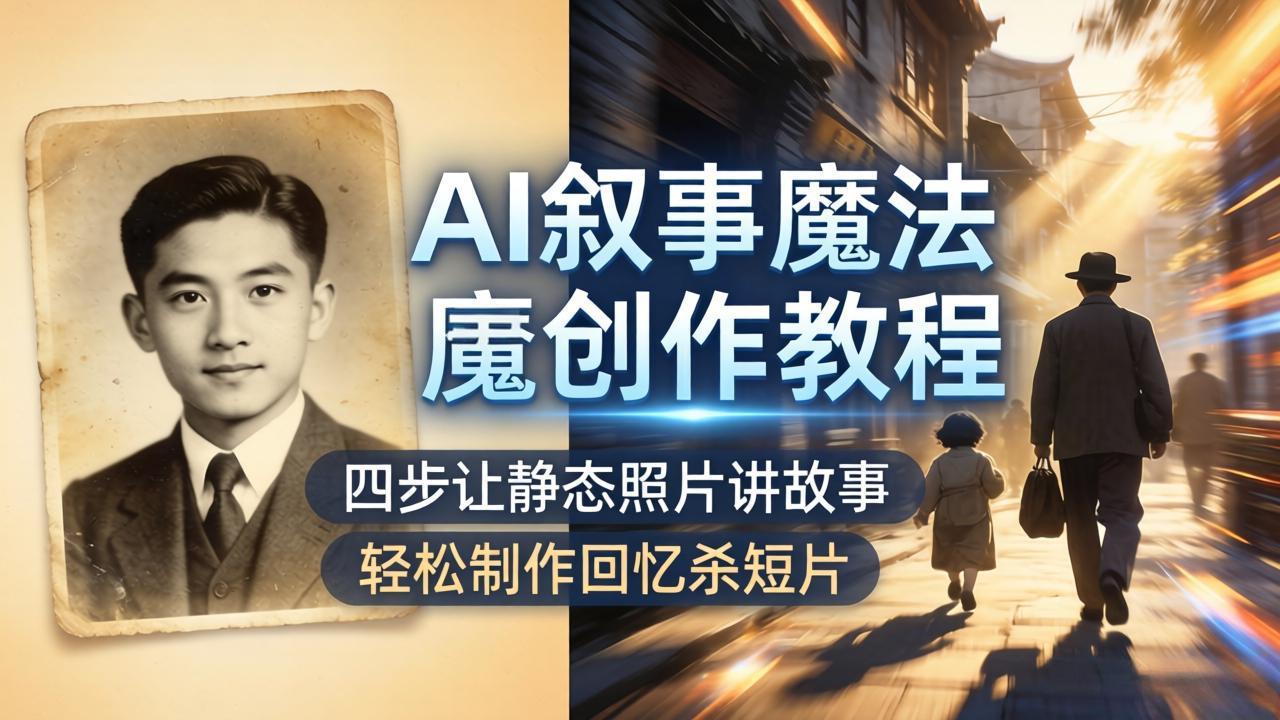 AI叙事魔法创作教程，四步让静态照片讲故事，老照片修复加动态特效，轻松制作回忆杀短片-副业终点站