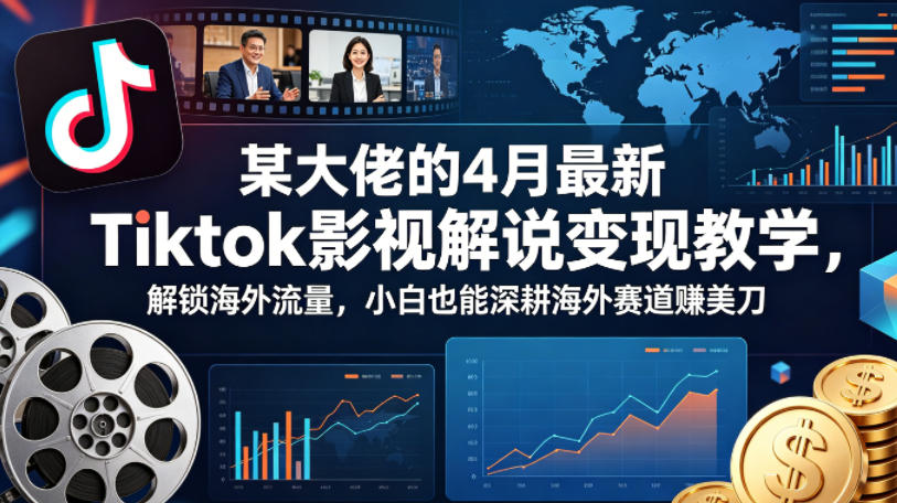 某大佬的4月最新Tiktok影视解说变现教学，解锁海外流量，小白也能深耕海外赛道賺美刀-副业终点站