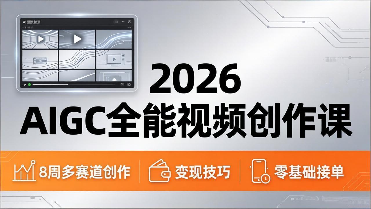 2026AIGC全能视频创作课，8周吃透多赛道创作+变现，零基础也能高效出片接单-副业终点站