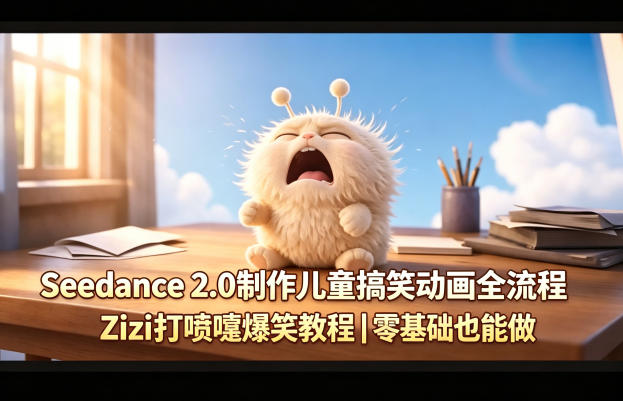 Seedance 2.0制作儿童搞笑动画全流程Zizi打喷嚏爆笑教程｜零基础也能做-副业终点站