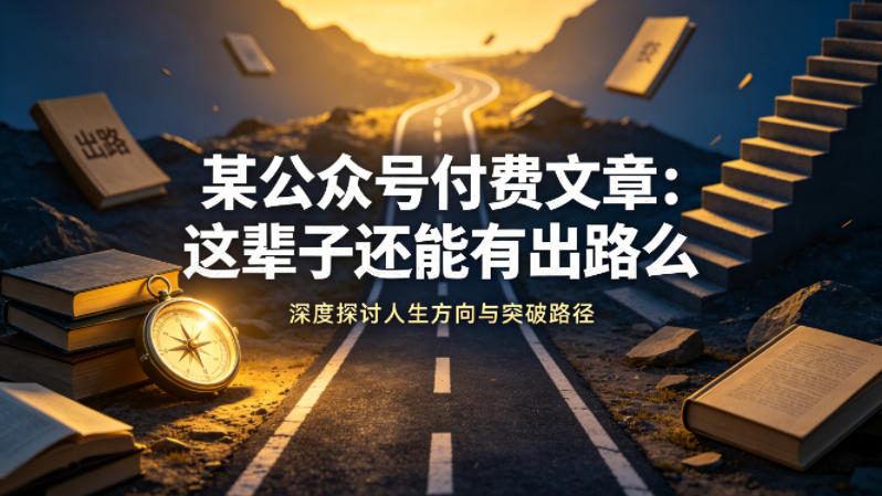 某公众号付费文章：这辈子还能有出路么-副业终点站
