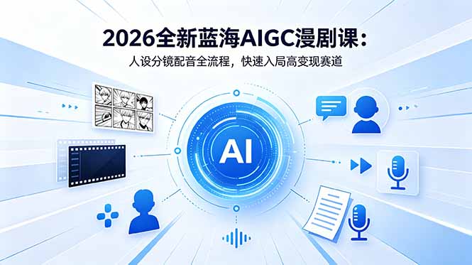 2026全新蓝海AIGC漫剧课:人设分镜配音全流程,快速入局高变现赛道-副业终点站