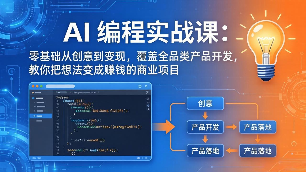 AI编程实战课-第三期-5月更新:零基础从创意到变现,覆盖全品类产品开发,把想法变成赚钱项目-副业终点站