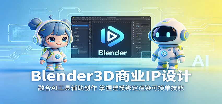 Blender3D商业IP设计：融合AI工具辅助创作，掌握建模绑定渲染可接单技能-副业终点站