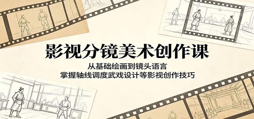 影视分镜美术创作课：从基础绘画到镜头语言，掌握轴线调度武戏设计等影视创作技巧-副业终点站