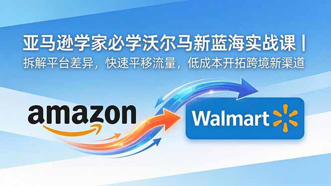 亚马逊卖家必学沃尔玛新蓝海实战课|拆解平台差异,快速平移流量,低成本开拓跨境新渠道-副业终点站