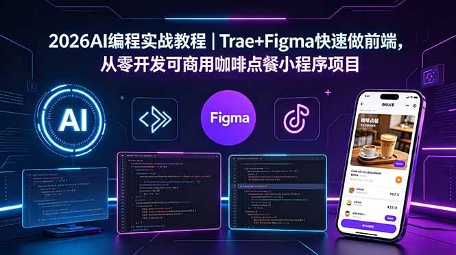 2026AI编程实战教程|Trae+Figma快速做前端,从零开发可商用咖啡点餐小程序项目-副业终点站