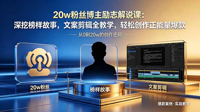 20w粉丝博主励志解说课：深挖榜样故事，文案剪辑全教学，轻松创作正能量爆款-副业终点站