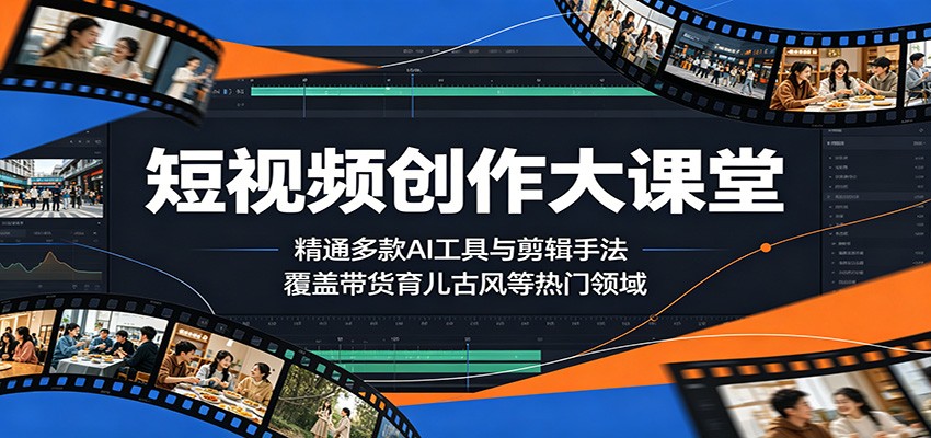 短视频创作大课堂：精通多款AI工具与剪辑手法，覆盖带货、育儿、古风等热门领域-副业终点站