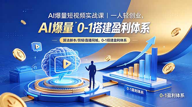 AI爆量短视频实战课|一人轻创业,算法脚本剪辑直播同城,0-1搭建盈利体系-副业终点站